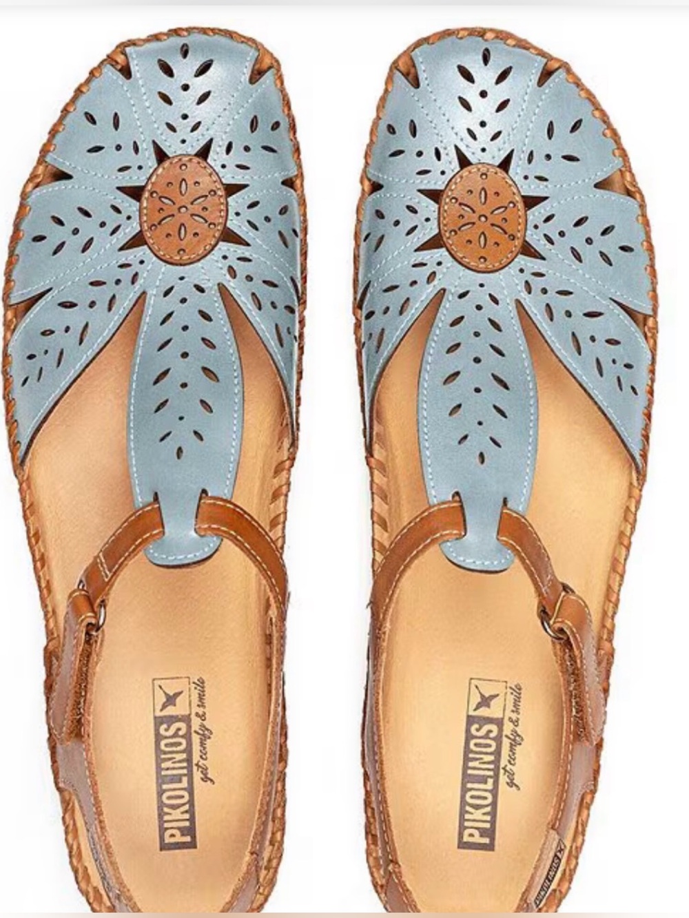 Pikolinos 
P Vallarta Perforated Leather T-Strap Sandals